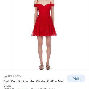Dark Red Self Portrait Pleated Mini Dress
